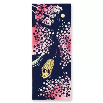 Miyamoto Kenema Chusen Tenugui Hand Cherry Blossoms and Yatai Boat 35 x 90 cm Towel, Design, 50233, Approx.