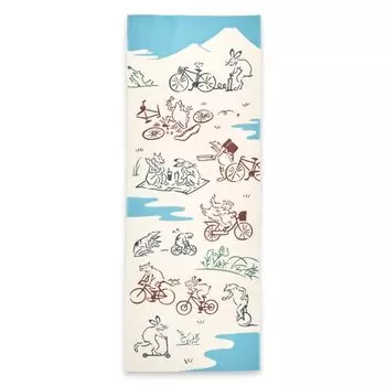 Miyamoto Kenema Tenugui Choju Jinbutsu Giga 33 x 90cm Ch-dyed Towel, (Bicycle), 50210, Approx.