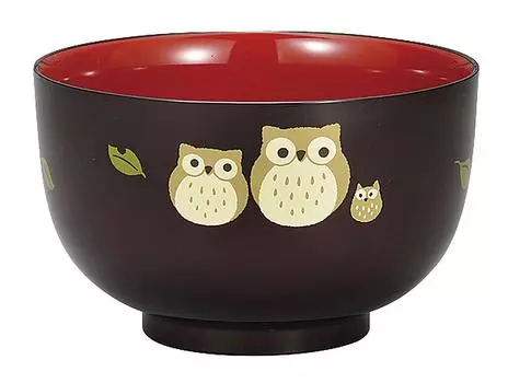 Miyamoto Sangyo Bowl Parent and Child Owl Bowl Tame 700ml Black 4512951105919