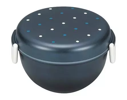 Miyamoto Sangyo Have a Lunch Lunch Bowl Wood Navy Dot 4512951115543