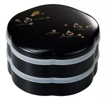 Miyamoto Sangyo Jubako Yume Usagi hors с крышкой-липучкой, черный, 1800 мл, 6,5 шт., в форме сливы чёрный