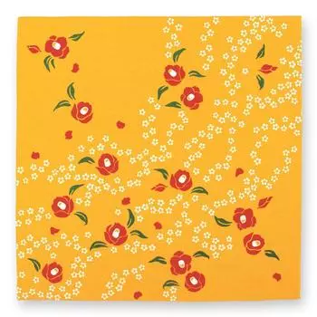 Miyamoto Towel Kenema Large Furoshiki with Camellia and Willow 90x90cm Hand-Printed (Wrapping Cloth) Design,