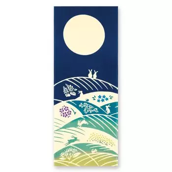 Miyamoto Towel Miyamoto Kenema Tenugui with Awning and Moon 35cm x 50197 (Miyamoto-towel) Co., Ltd. Ch-dyed (Hand Towel) Rabbit, Approx. 90cm,