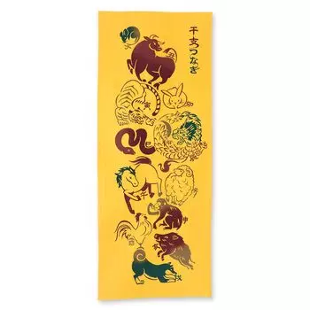 Miyamoto Towel Miyamoto Kenema Tenugui Zodiac 35 x 90 cm (Miyamoto-towel) Ch-dyed (Japanese Print) 50230, Approx.