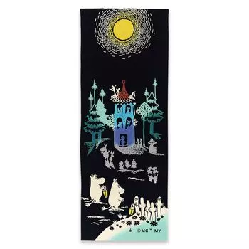 Miyamoto Towel Moomin Tenugui Hand Made in 33 x 51021 (Chusen-dyed Towel) Moonlight, Japan, Black, Approx. 90cm,