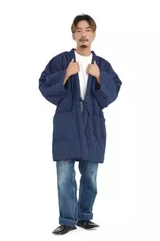 Miyata Orimono Hanten Indigo Tone, большой размер, сделано в Японии, Kurume Small Stripes, 2 л [Tayutaf] Мужские