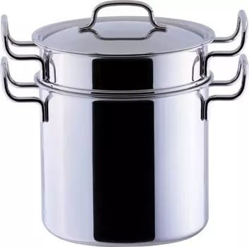 Кастрюля для пасты Miyazaki Seisakusho Geo 21 см Сделано в Японии IH Совместимо со всеми источниками тепла 7-слойная структура 15-летняя гарантия GEO-21P