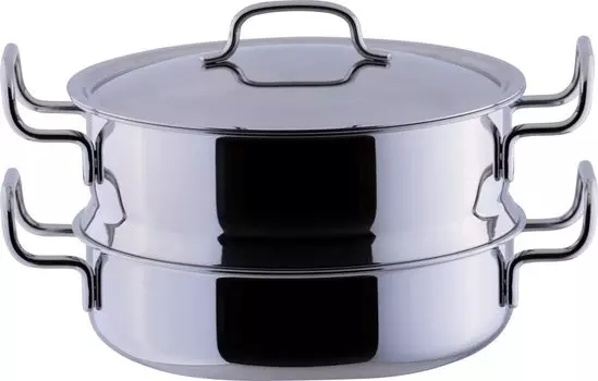 Miyazaki Seisakusho Geo Steamer Made in IH All Heat Source 7 Layer 15 Year Pot, 25cm, Japan, Compatible, Compatible, Structure, Warranty, GEO-25M