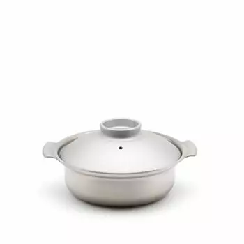 Miyazaki Seisakusho PRESSENCE Tabletop Pot Silver 18cm Made in Japan Compatible with IH [IH DONABE] 118-06364
