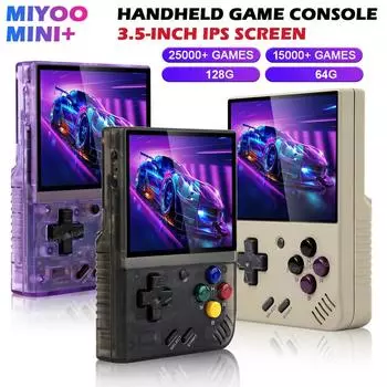 MIYOO Mini Plus V3 ретро портативная игровая консоль 3.5 IPS HD экран 3000mAh WiFi 64G 128G игровая система Linux портативный видеоплеер