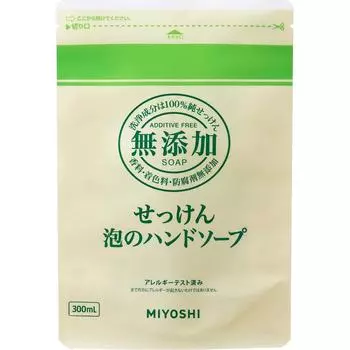 Мыло-пена для рук Miyoshi Mutenka Soap, сменный блок, 300 мл, другой тип пены. Для использования возьмите необходимое количество средства в руки, равномерно распределите его и смойте водой.