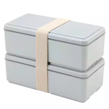Miyoshi Seisakujyo квадратный интегрированный ланч-бокс со льдом, квадратный ланч-бокс W, 2 яруса, светло-серый xx 12 см, 1000 мл, с перегородками, ланч-бокс для женщин и
