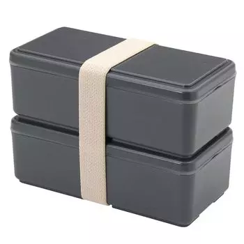 Miyoshi Seisakujyo квадратный интегрированный ланч-бокс со льдом, квадратный ланч-бокс с 2 ярусами, серый xx 12 см, 1000 мл, ланч-бокс с разделителями для женщин и детей