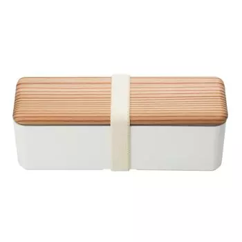 Miyoshi Seisakusho Wooden Lid Lunch Box White Slim L 0601-0036