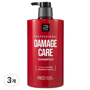 Мизансцена Damage Care Red Protein Shampoo с цветочным ароматом, 1 л, 3 шт.