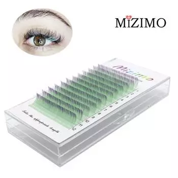 MIZIMO 12 рядов цветных привитых накладных ресниц, 0,07 мм, 8-15 мм, C/D. Ресницы одинарной длины, эффектный макияж глаз. 0.07mm--C--8mm