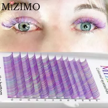 MIZIMO Rainbow одиночные накладные ресницы, макияж глаз, сценические драматические ресницы. Натуральный, Пролонгированный. 8-15 мм0,07/0,1 мм mix(8-13)mm--0.07mm--C
