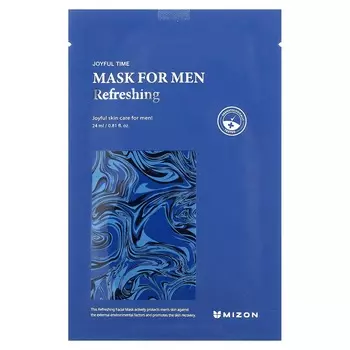 Mizon, Men s, Освежающая маска для красоты, 1 тканевая маска, 0,81 жидких унций (24 мл)