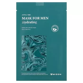 Mizon, Men s, увлажняющая маска для лица, 1 тканевая маска, 0,81 жидких унций (24 мл)