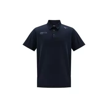 Mizuno Essential Series Letter Logo Printed Pullover Short Sleeve Sailing Cool Polo Shirt Men Polo Shirts Midnight-Blue K2CA41A8-14 XL