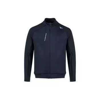 Mizuno Essential Series с логотипом и воротником-стойкой на молнии, удобная повседневная спортивная куртка с длинными рукавами, мужская куртка темно-синего цвета K2CC41A114 L