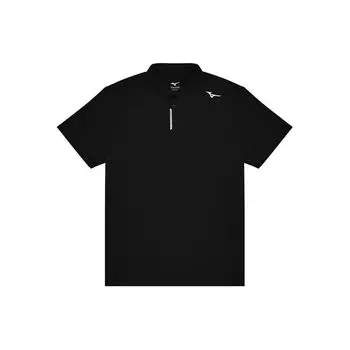 Mizuno Essential Series Solid Color 3D Logo Design Casual Cool Breathable Short Sleeve Polo Shirt Men Polo Shirts Black K2CA41E2-09 M