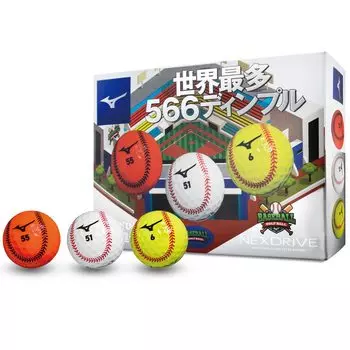 MIZUNO Golf Ball Nexdrive Baseball 1 Dozen 12 Pieces Distance Type Compatible with All Head Speed Ranges Soft Feeling Construction 5NJBM322 2-Piece
