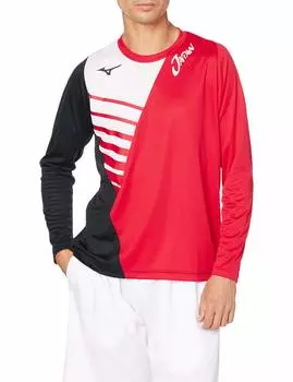 Mizuno Japan Tennis Long Size M to Japanese size T-Shirt, Sleeve, 62JA0X95, Red, (equivalent M)