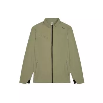 Mizuno Куртка мужская Essential Series с логотипом, воротником-стойкой, универсальная, с длинным рукавом, цвет морозно-листовой-зеленый K2CE31A2 M