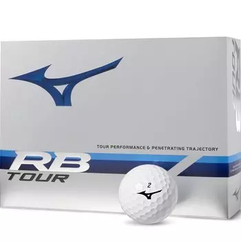 Mizuno Мяч для гольфа RB Tour, белый, 1 дюжина, 12 предметов, тип управления расстоянием, поддерживает скорость головы или более, мягкое ощущение, конструкция из 3 частей, оснащена белый