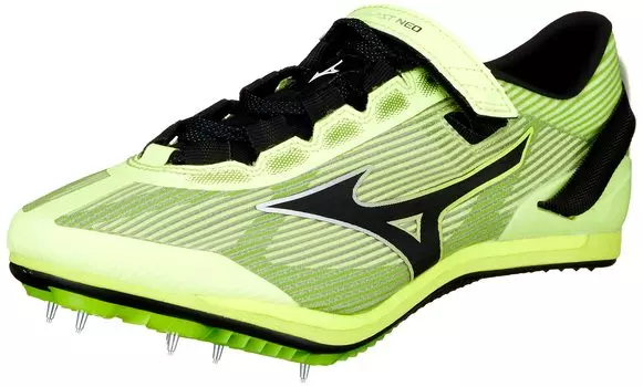 Mizuno NEO Track and Field Club Short Track and Field For Tracks Under 2E X-Blast Shoes, Activities, Lightweight, Distance, Spikes, 800m, Lime/Black,