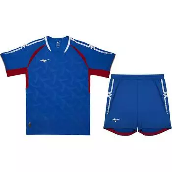 Mizuno Performance Series SS24 круглый вырез короткий рукав топ и дышащие шорты повседневный спортивный комплект унисекс спортивный комплект синий P2CG46P1-99 L