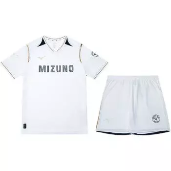 Mizuno Performance Series SS24 V-Neck Letter Short Sleeve Elastic Five-Point Shorts Football Set Unisex sets White P2CG46P2-01 S