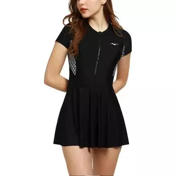 Mizuno Quick-Dry Sun Protection Casual Short Sleeve Swim Dress Women swimwear Black N2CA1353-09 S