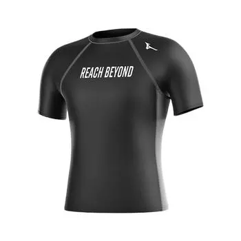 Mizuno Quick-Drying Breathable Sun Protection Letter Short Sleeve T-Shirt Men Tops Black 3101-09-00M M