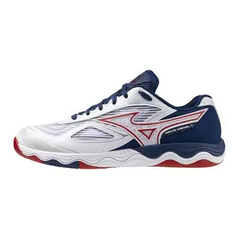 Mizuno Table Tennis Shoes Wave Medal 7 Stability Cushioning Resilience White x Red x Navy cm 3E 26.5
