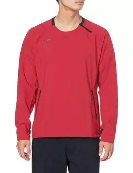 Mizuno Tech Shield Training Crew Long Ski Patrol Size S Men s Wear, Neck, Sleeve, Windproof, Stretch, Water-Repellent, Red, (32MCA553)