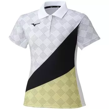 Mizuno Tennis Collared Game White x Size Size L Wear, Shirt, Moisture-Wicking, Quick-Drying, Deodorizing, Yellow, 62JA1701,