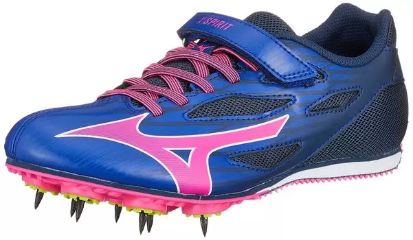 Mizuno Track and Field Club Short Track and Field For Tracks Under 2E X-Spirit Shoes, Activities, Lightweight, Distance, Spikes, 800m, Blue/Pink, 23.0