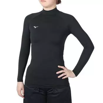 [Mizuno] Тренировочная одежда Biogear Рубашка с высоким воротом и длинным рукавом Компрессионная одежда Впитывающая пот Быстросохнущая 32MA1350 Женская Черная M