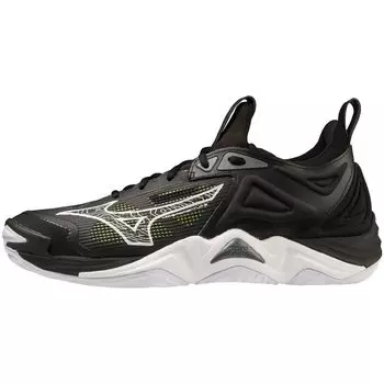 Mizuno Волейбольные кроссовки Wave Momentum 3 для зала, Клуб, Зал, Широкие, Легкие, Баскетбольные, Черный/Белый/Зеленый, 27.5 см, 2.5E