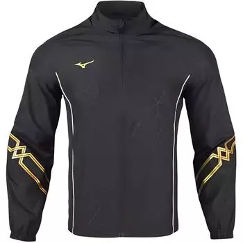 Mizuno Waterproof Breathable Windproof Hooded Zipper Design Long Sleeve Jacket Men jackets Black Gold P2CE26Z109 M
