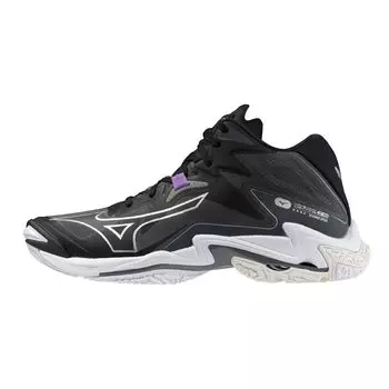 Mizuno Wave Lightning Z8 MID Volleyball Size 2E Shoes, Club/Indoor, Wide, Lightweight, Mid-Cut, Black/Silver, 28.5 cm,