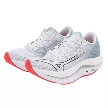 Mizuno Wave Rebellion Flash 2 Running Thick Size for and Sports Shoes, Lightweight, Responsive, Sole, White/Black/Gray, 23.5 cm, 2E, Jogging,