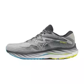 Mizuno Wave Rider 27 Running Thick Gray x White x 2E Shoes, Jogging, Marathon, Training, Sports, Lightweight, Resilient, Sole, Men s, Blue, 28.5 cm,