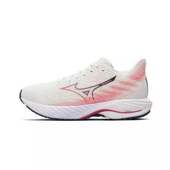 Mizuno Wave Rider 28 Белоснежные женские кроссовки Camellia Rose кремового цвета в винтажном стиле-индиго J1GD240375 36.5