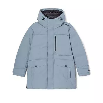 Mizuno Windproof Warm Hooded Multi-Pocket Mid-Length Down Jacket Men outerwear Light-Gray-Blue K2CN24E4 L