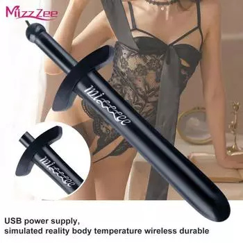 Mizz Zee Black USB Удобная нагревательная палочка Поддельная грелка для дырки в киске для сексуального удовольствия