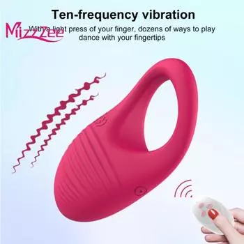 Mizz Zee Cock Силиконовое вибрационное кольцо Беспроводное бесшумное кольцо для задержки эякуляции