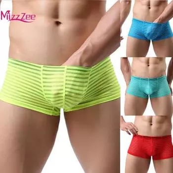 Mizz Zee мужские U-образные выпуклые боксеры-боксеры, прозрачные сексуальные трусы, нижнее белье, трусы M